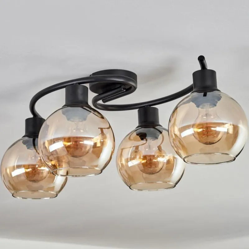 hofstein Plafonnier - Verre Koyoto Ambre, 4 lumières