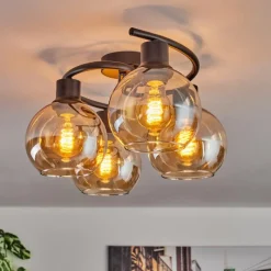hofstein Plafonnier - Verre Koyoto Ambre, 4 lumières