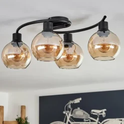 hofstein Plafonnier - Verre Koyoto Ambre, 4 lumières