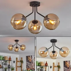 hofstein Plafonnier - Verre Koyoto Ambre, 3 lumières