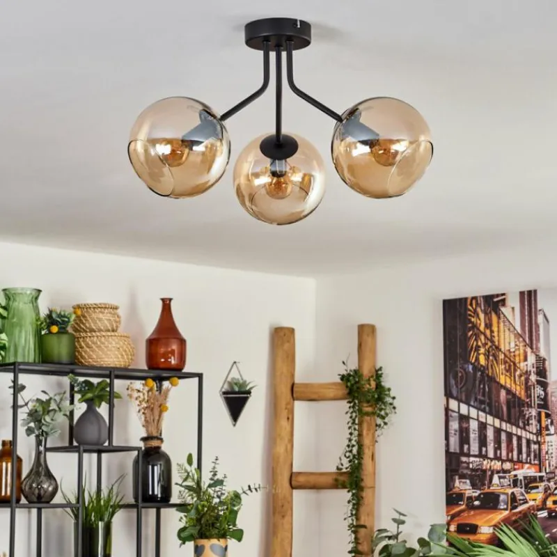 hofstein Plafonnier - Verre Koyoto Ambre, 3 lumières