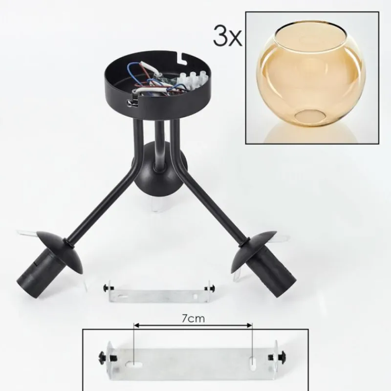 hofstein Plafonnier - Verre Koyoto Ambre, 3 lumières