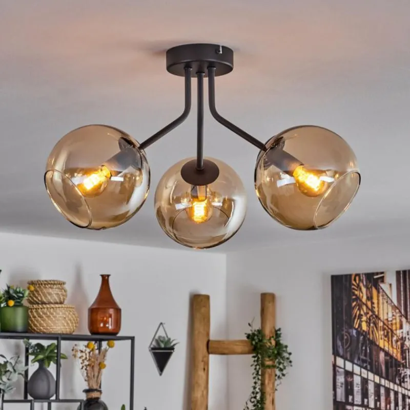 hofstein Plafonnier - Verre Koyoto Ambre, 3 lumières