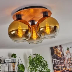 Lampes Dorées-hofstein Plafonnier - Verre Koyoto Écru, Noir, 3 lumières