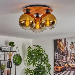 Lampes Dorées-hofstein Plafonnier - Verre Koyoto Écru, Noir, 3 lumières