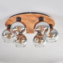 hofstein Plafonnier - Verre Koyoto Écru, Noir, 6 lumières