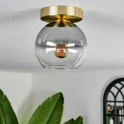 hofstein Plafonnier - Verre Koyoto Laiton, 1 lumière