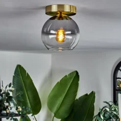 hofstein Plafonnier - Verre Koyoto Laiton, 1 lumière