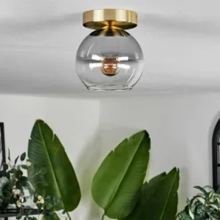 hofstein Plafonnier - Verre Koyoto Laiton, 1 lumière