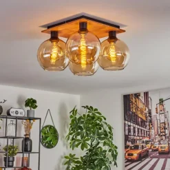 Lampes À Boules-hofstein Plafonnier - Verre Koyoto Écru, Noir, 4 lumières