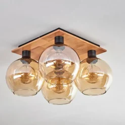 Lampes À Boules-hofstein Plafonnier - Verre Koyoto Écru, Noir, 4 lumières