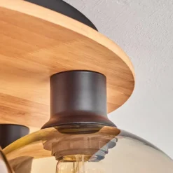 hofstein Plafonnier - Verre Koyoto Écru, Noir, 6 lumières