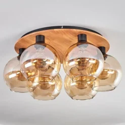 hofstein Plafonnier - Verre Koyoto Écru, Noir, 6 lumières