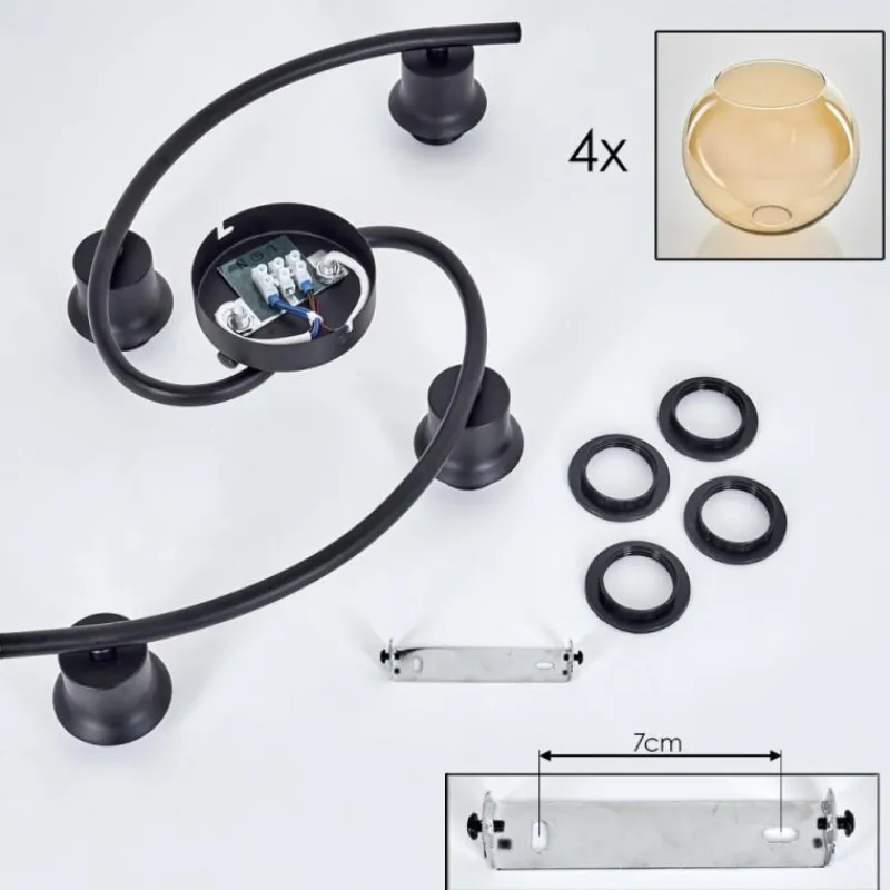 hofstein Plafonnier - Verre Koyoto Ambre, 4 lumières