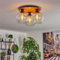 hofstein Plafonnier - Verre Koyoto Écru, Noir, 3 lumières