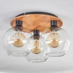 hofstein Plafonnier - Verre Koyoto Écru, Noir, 3 lumières