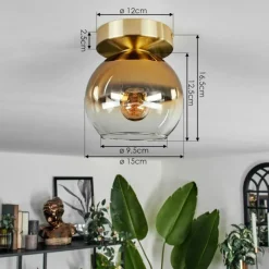 hofstein Plafonnier - Verre Koyoto Laiton, 1 lumière