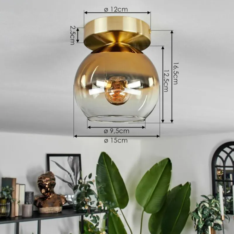 hofstein Plafonnier - Verre Koyoto Laiton, 1 lumière