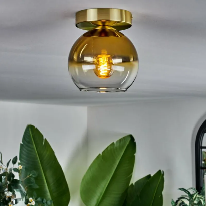 hofstein Plafonnier - Verre Koyoto Laiton, 1 lumière