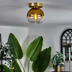 hofstein Plafonnier - Verre Koyoto Laiton, 1 lumière