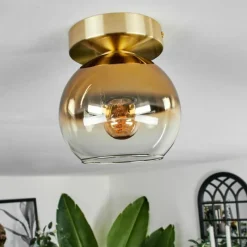 hofstein Plafonnier - Verre Koyoto Laiton, 1 lumière