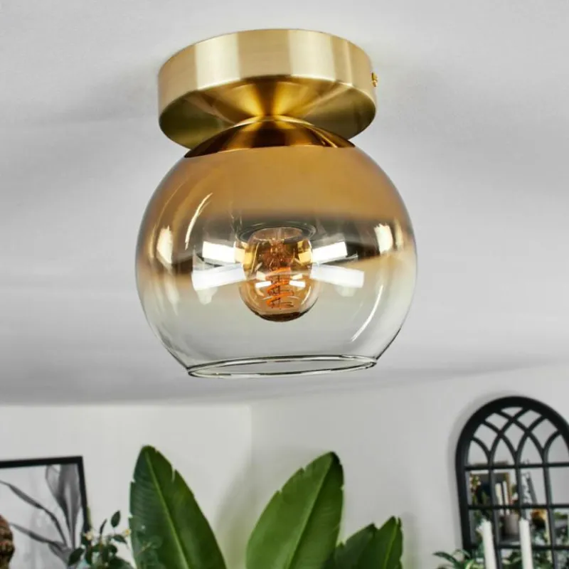 hofstein Plafonnier - Verre Koyoto Laiton, 1 lumière