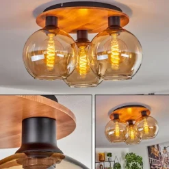 hofstein Plafonnier - Verre Koyoto Écru, Noir, 3 lumières