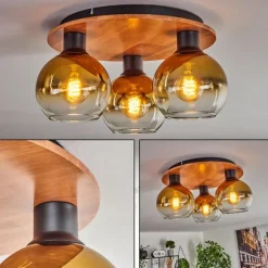 Lampes Dorées-hofstein Plafonnier - Verre Koyoto Écru, Noir, 3 lumières