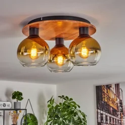 Lampes Dorées-hofstein Plafonnier - Verre Koyoto Écru, Noir, 3 lumières