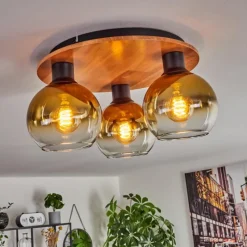 Lampes Dorées-hofstein Plafonnier - Verre Koyoto Écru, Noir, 3 lumières