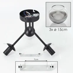 hofstein Plafonnier - Verre Koyoto Chrome, Clair, Fumé, 3 lumières