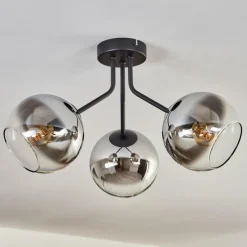 hofstein Plafonnier - Verre Koyoto Chrome, Clair, Fumé, 3 lumières