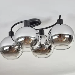 hofstein Plafonnier - Verre Koyoto Chrome, Clair, Fumé, 4 lumières