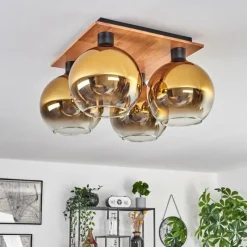 Lampes Dorées-hofstein Plafonnier - Verre Koyoto Écru, Noir, 4 lumières