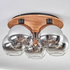 Suspension Verre Fumé-hofstein Plafonnier - Verre Koyoto Écru, Noir, 5 lumières