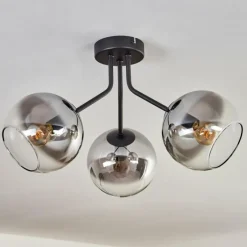 hofstein Plafonnier - Verre Koyoto Noir, 3 lumières
