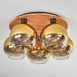 Lampes Dorées-hofstein Plafonnier - Verre Koyoto Écru, Noir, 5 lumières