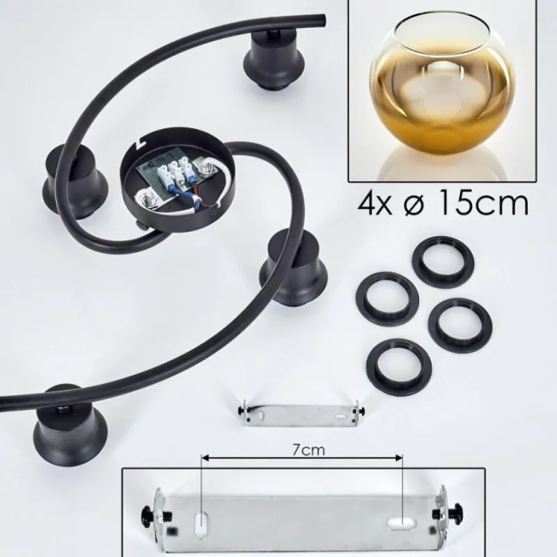 hofstein Plafonnier - Verre Koyoto Or, Clair, 4 lumières