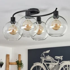 hofstein Plafonnier - Verre Koyoto Clair, 4 lumières