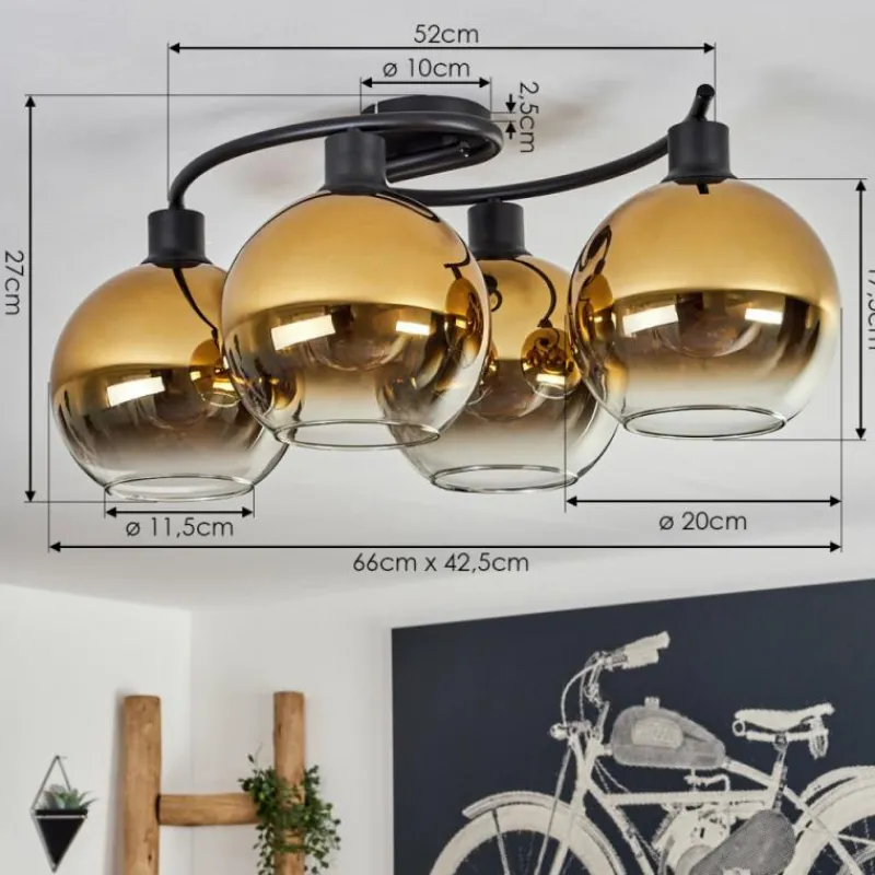 hofstein Plafonnier - Verre Koyoto Or, Clair, 4 lumières