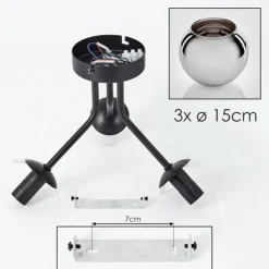 hofstein Plafonnier - Verre Koyoto Chrome, Fumé, 3 lumières