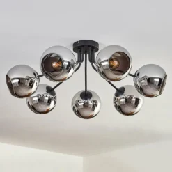 hofstein Plafonnier - Verre Koyoto Chrome, Fumé, 7 lumières