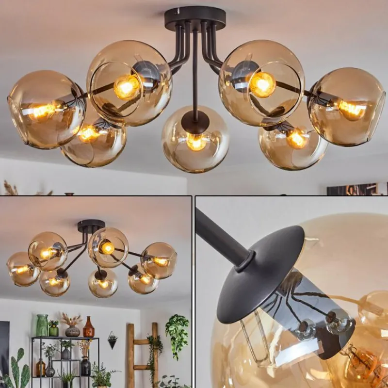 hofstein Plafonnier - Verre Koyoto Ambre, 7 lumières