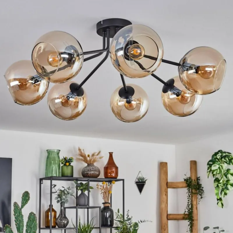 hofstein Plafonnier - Verre Koyoto Ambre, 7 lumières