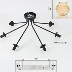 hofstein Plafonnier - Verre Koyoto Ambre, 7 lumières