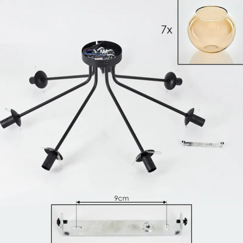 hofstein Plafonnier - Verre Koyoto Ambre, 7 lumières