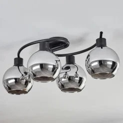 hofstein Plafonnier - Verre Koyoto Chrome, Fumé, 4 lumières