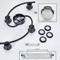 hofstein Plafonnier - Verre Koyoto Chrome, Fumé, 4 lumières