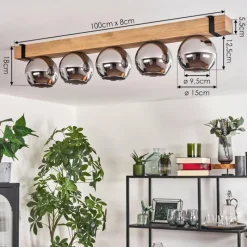 Luminaires Scandinaves-hofstein Plafonnier - Verre Montgomery Écru, Noir, 5 lumières