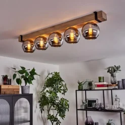 Luminaires Scandinaves-hofstein Plafonnier - Verre Montgomery Écru, Noir, 5 lumières